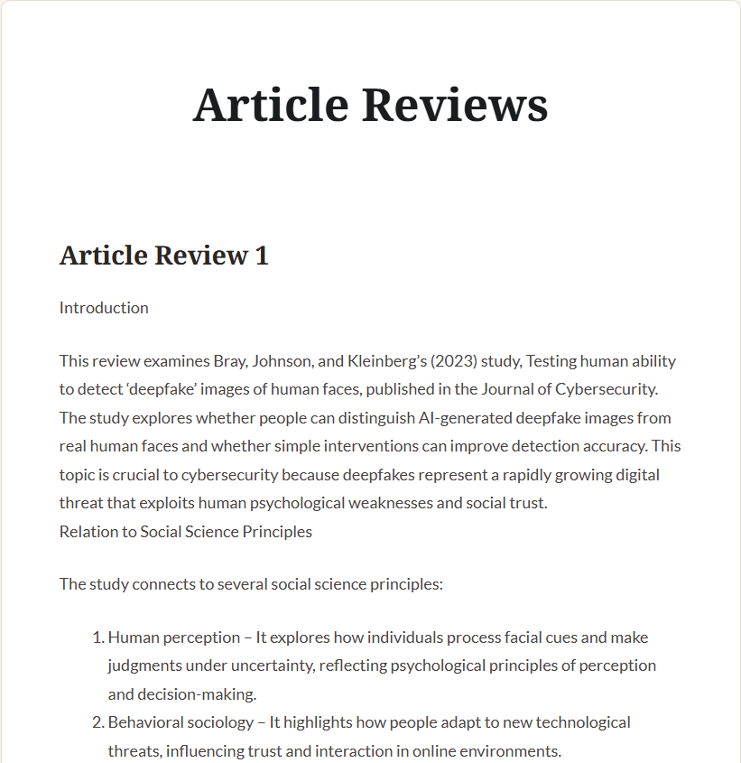 Preview of my CYSE 201S Article Reviews page