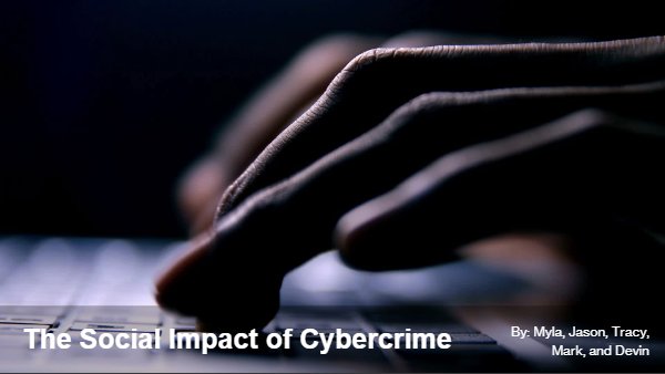 Title slide of my CYSE 201S presentation, The Social Impact of Cybercrime, PDF