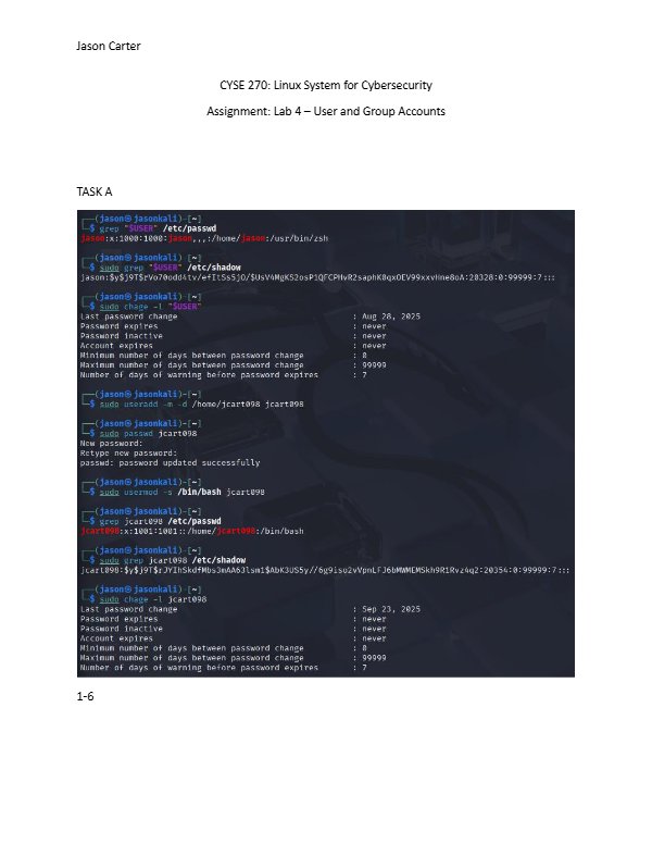 Preview of User and group management (Assignment 4), PDF