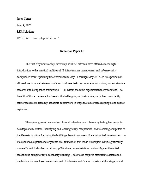 Preview of CYSE 368 Reflection Paper 1, PDF