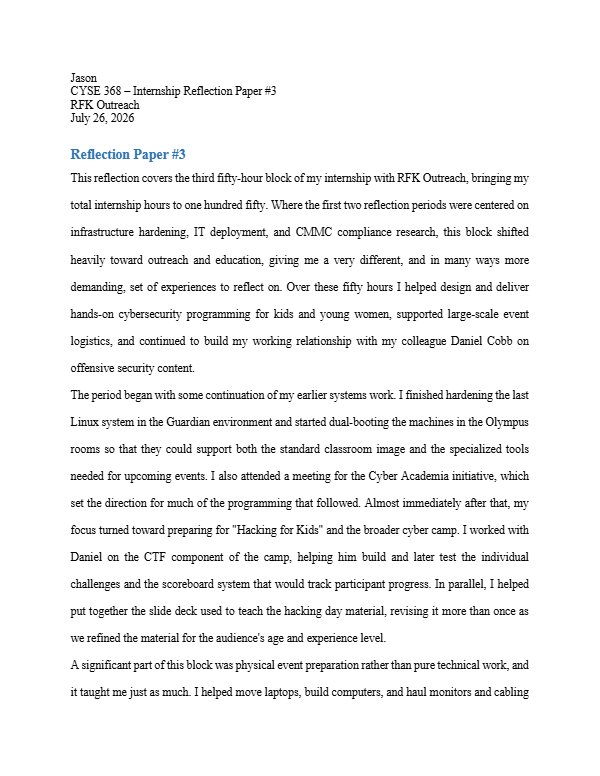 Preview of CYSE 368 Reflection Paper 3, PDF